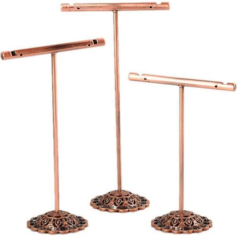 Boucle d'oreille Portable PréSentoir de Bijoux en MéTal Goujon Collier Organisateur Ornement T Bar Cintre Vitrine Support Support Bronze (1/5)