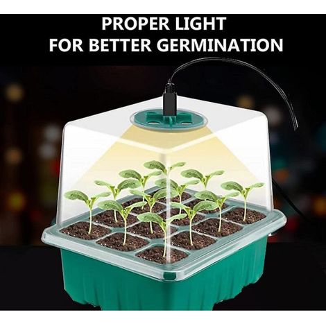 Kit de mini serre pour plantes 5 pièces avec lumière solaire à spectre complet, boîte de culture intérieure avec couvercle et évents