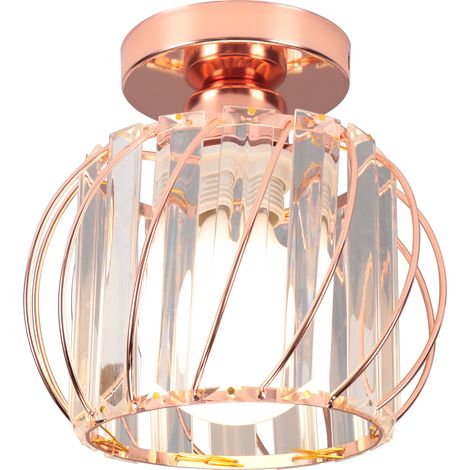 Suspension Cristal LED E27 Plafonnier Moderne, Courgette Luminaire Plafonnier pour Chambre, Salle à Manger Or Rose (1/5)