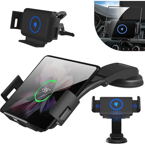 Chargeur de voiture sans fil pour Galaxy Z Fold 2/3/4, compatible avec les grilles d'aération et le tableau de bord [Charge rapide Qi 15 W] [Vibration puissante, anti-vibrations] pour téléphones porta (1/5)