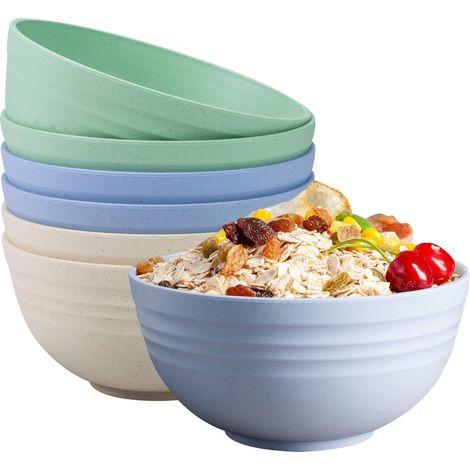 Lot de 6 bols petit-déjeuner 15 cm, légers et incassables, micro-ondes et lave-vaisselle, sans BPA, 750 ml. (1/5)