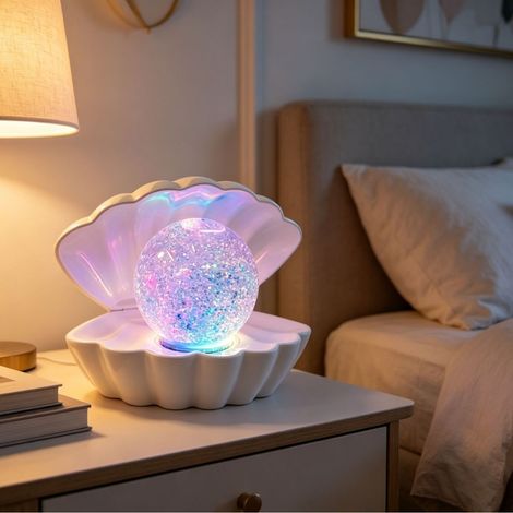 Lampe de bureau LED à couleurs changeantes en forme de coquillage, lampe décorative en nacre, lampe de chevet, cadeau coquillage