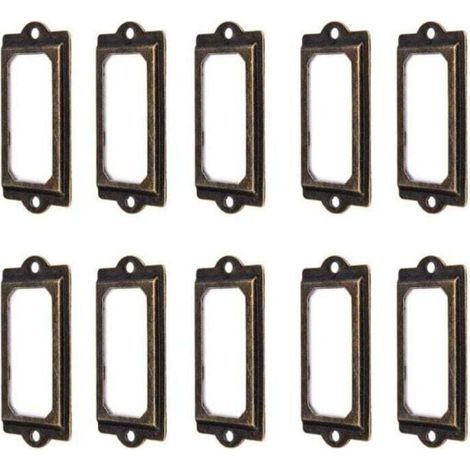 50Pcs porte étiquette 60 x 17 mm métal bronze vintage porte étiquette porte cartes bibliothèque tiroir armoire (1/5)