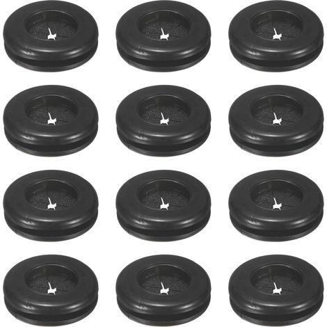 12-Pack Passe-Câbles En Caoutchouc Pour Câblage 20mm Passe-Câble De Bureau Double Face Flexible Passe-Câble Pour Câbles/Fils Protection Contre L'Usure [Noir, Forme Pétale] (1/5)