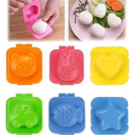 6pcs Plastic Egg Mold, Egg Cooking Molds for Boiling Eggs, Sushi Rice Mold, Bento Maker, Sandwich Cutter. (1/5)