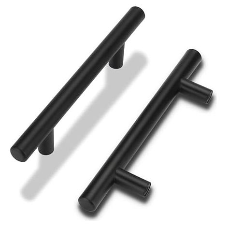 Set di 10 maniglie per mobili da cucina, maniglie da cucina nere, interasse fori 128 mm, maniglie per mobili nere, maniglie per mobili in acciaio inossidabile, maniglie per cassetti da cucina nere (1/5)