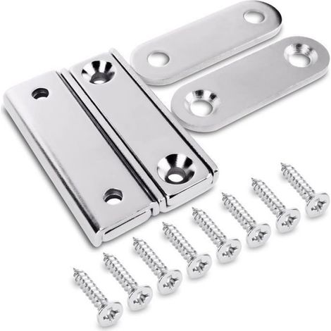 2 Aimants Néodymes, Force 15 kg, Acier N45, 40x13,8x5 mm, Rondelles, Vis, Maison Bureau Garage (1/4)
