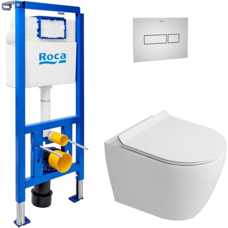 WC-Set Vorwandelement + Wand-WC spülrandlos Ceramia PixL mit SoftClose-Sitz + Platte (ROCEPXWT05-IN)