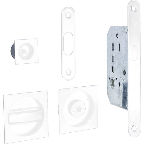 Kit puerta corredera condena uñero blanco picaporte 16mm instalación (1/2)
