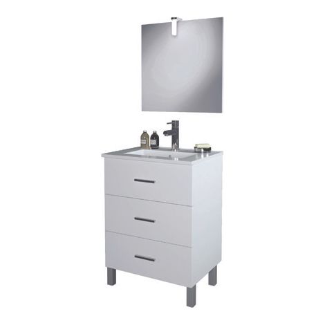 ONDEE ZEN - Meuble salle de bain à poser MONTECARLO - L60cm - Blanc - - Livré monté (1/5)