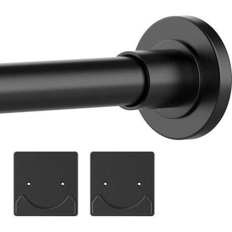 Tringle à rideau de douche réglable de 76,2 à 203,2 cm avec support, tringle de douche antirouille et tension à ressort sans perçage, tringle à rideau de douche noire pour salle de bain (1/5)