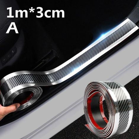 (B) Autocollants de voiture anti-rayures,protection de seuil de porte,bande en caoutchouc,fibre de carbone,film de protection pour pare-chocs,style automobile (1/3)