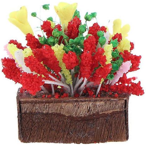 Fleurs artificielles en pot, ornement de jardin, fleurs en argile pour décoration de mini-maison-3.50X2.80X1.50CM