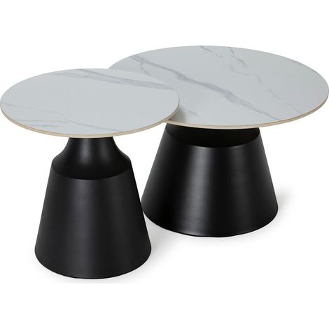 Set di 2 tavolini bassi rotondi bianco lucido - RILEY