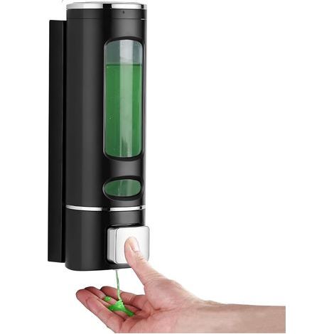 CCYKXA Wall-mounted soap dispenser - 400 ml - No-drill wall-mounted shower gel dispenser - Shampoo and conditioner dispenser for bathroom and kitchen - Black