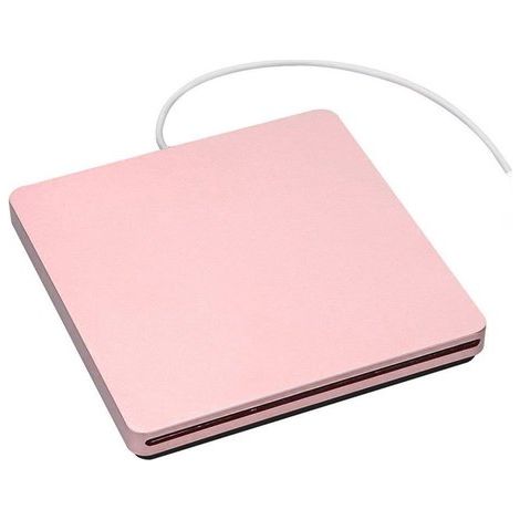 Grabadora de CD/CD-RW externa USB 2.0, reproductor externo con entrada de ranura - rosa (1/5)