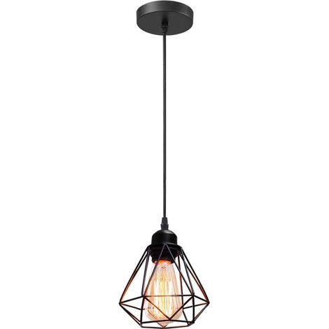 E27 Vintage Industrie Pendelleuchte, Schwarz Metall Hängelampe für Wohnzimmer,Restaurant,Cafe,Bar,Küche
