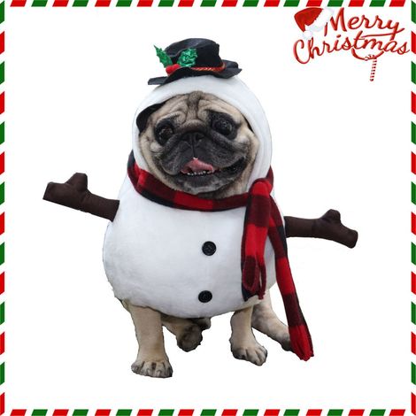 Costume Chien Noel - Déguisement Chien Forme Bonhomme De Neige - Pour Chiens Tailles S à XL - 1 Pièce (1/5)