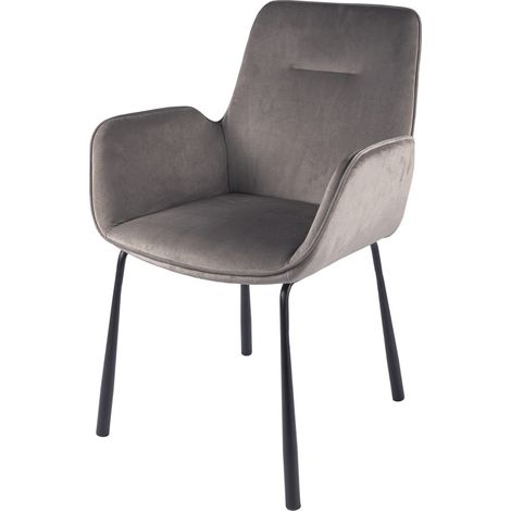 Sedia Eliot 125 con Braccioli in Velluto Grigio (1/3)