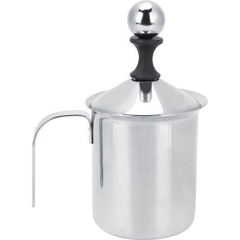 400 ml doppelwandiger Milchaufschäumer aus Edelstahl für Cappuccino und Latte (1/5)