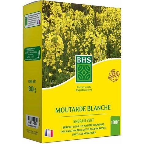 Engrais Verts - BHS - Moutarde Blanche 500g 100 m² Améliore et désinfecte les sols pour une meilleure fertilité.