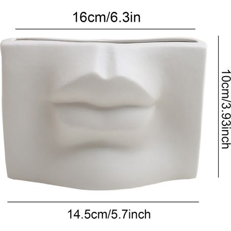 Vase à Fleurs en Céramique Modern Face Vase Blanc 16x14x10cm Minimalist Art Élégant Usage Hydroponic Décoratif (1/5)
