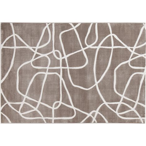 Tappeto rettangolare taupe con motivi line art 160 x 230 cm APOLLINE (1/2)