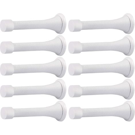Packung mit 10 wandmontierten, federbelasteten Türstoppern mit flexiblen und robusten Gummispitzen (weiß) (1/5)