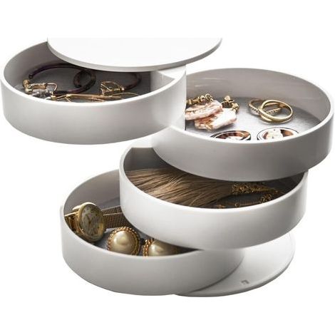 FENOPLASTICABoîte à Bijoux Style Nordique - Pivotant à 4 Étages, Anti-Poussière, Rangement pour Colliers/Bagues/Boucles d'Oreilles  Idéal pour Chambre/Coiffeuse (1/5)