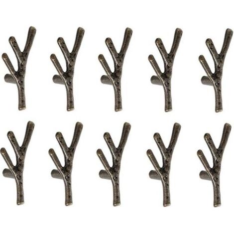 10x Poignée Meuble en Forme de Branche Poignées Armoires en Alliage de Zinc avec Vis Bronze - Trou Unique (1/5)