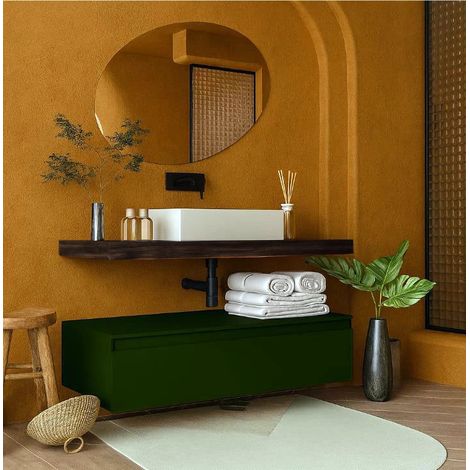 Exagonshop Mobile bagno caffe Verde opaco 120x50 Oasy con top e