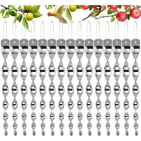 15 Pièces Répulsif Oiseaux, Effaroucheur Oiseaux Réfléchissant, 360 Degrés Repulsif Oiseaux, Spirale Réfléchissante, Spirale Anti-Oiseaux pour Balcon, Convient aux Vergers, Jardins, Balcons