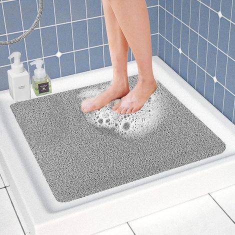 Duschmatte rutschfest, 80 x 80 cm Anti-Schimmel, Weich Komfort Sicherheits Badematte mit Ablauflöchern, Antirutschmatte Dusche für Badewanne und Nassbereiche