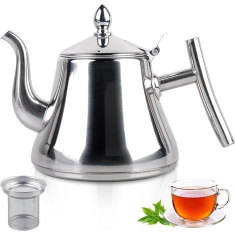 Theiere avec Infuseur 1L: Théière en Acier Inoxydable avec Filtre, Theiere Induction pour Sachets de Thé et Thé en Vrac, Compatible avec les Plaques à Induction (1/5)