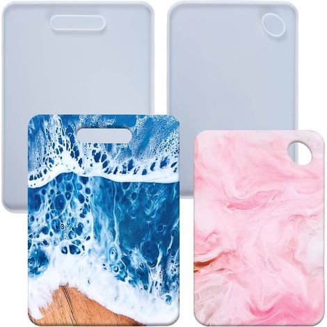 Moules rectangulaires en silicone avec trous de suspension pour plateau de service à fromage, béton, ciment et argile polymère, 33 cm (1/5)