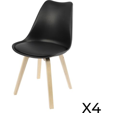 Set di 4 sedie design con cuscino colore nero collezione MIA