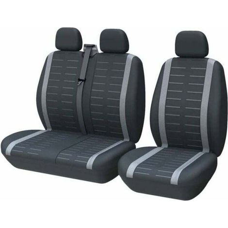 Housse siège voiture, universelle, 3 places, tissu lavable, gris, pour camion bus (1/4)
