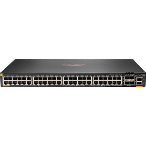 Aruba 6200F 48G Class4 PoE 4SFP+ 740W Géré L3 Gigabit Ethernet (10/100/1000) Connexion Ethernet, supportant l'alimentation via ce port (PoE) 1U Noir