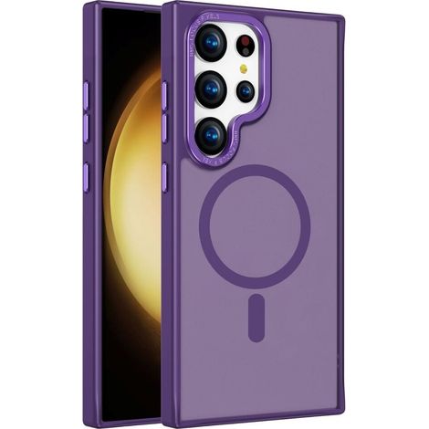 Funda MagSafe para Samsung Galaxy S24 Ultra 5G, funda híbrida, color morado.