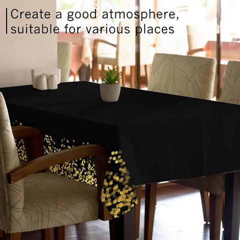 Lot de 10 nappes de table en papier imperméables - Noir et doré - Pour décoration d'anniversaire, mariage - 137 x 274 cm - Noir (1/2)