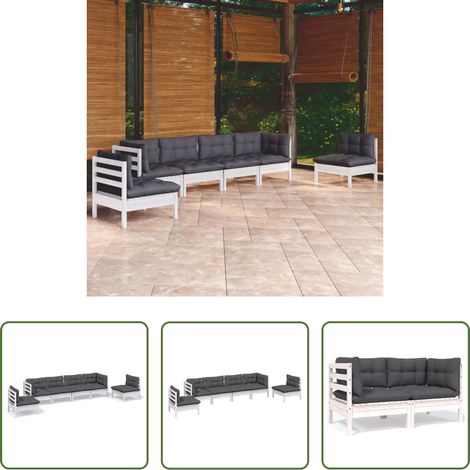 Terrassensofa - 6-tlg. Garten-Lounge-Set mit Kissen Kiefer Massivholz (1/5)