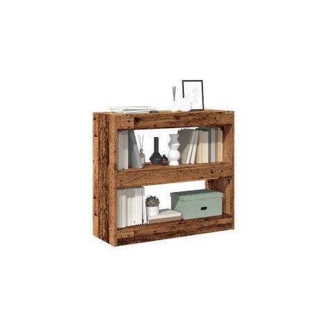 Bibliothèque-Séparateur de pièce vieux bois 80x30x72 (1/5)