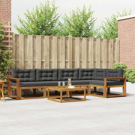 Outdoor-Sofagarnitur mit Kissen 6 pcs Natur und Anthrazit