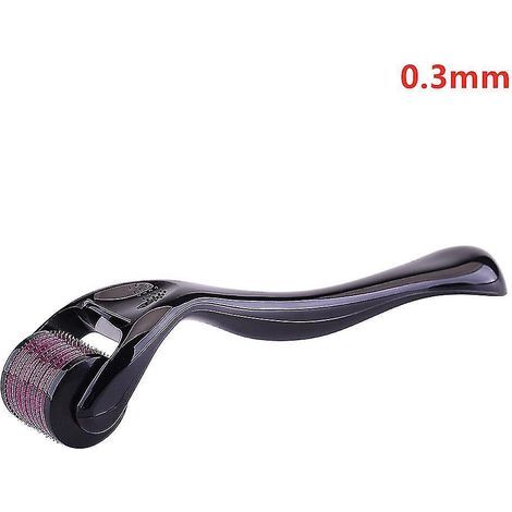 Mikronadelroller für Haut, Bart und Haar (0,2 mm, 0,25 mm, 0,3 mm) – Gesichtsreinigungsgerät (540 Nadeln) für Gesicht, Körper und Haarwachstum – Schwarz B 0,3 mm
