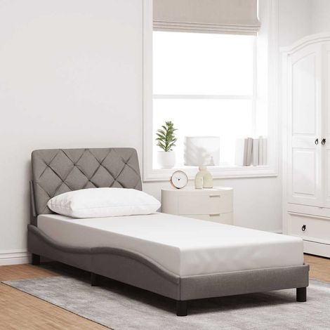 Cadre de lit sans matelas taupe 90x200 cm tissu (1/5)