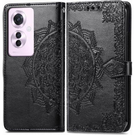 Funda tipo libro para Oppo Reno 11F 5G, Mandala, negra (1/4)