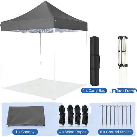 Abri de jardin, Hauteur réglable, Protection UV, Gris-2x2Mètre (1/2)