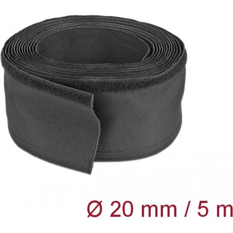 Delock Manga tejida con cierre de gancho y lazo resistente al calor 5 m x 20 mm negro