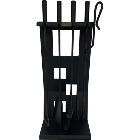 12021 Juego chimenea plano 4 utiles negro