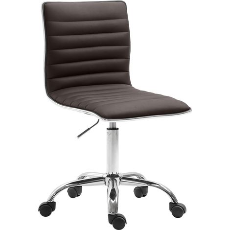Sgabello da lavoro di design con ruote cuciture orizzontali altezza regolabile e ruote in PVC marrone 100008362